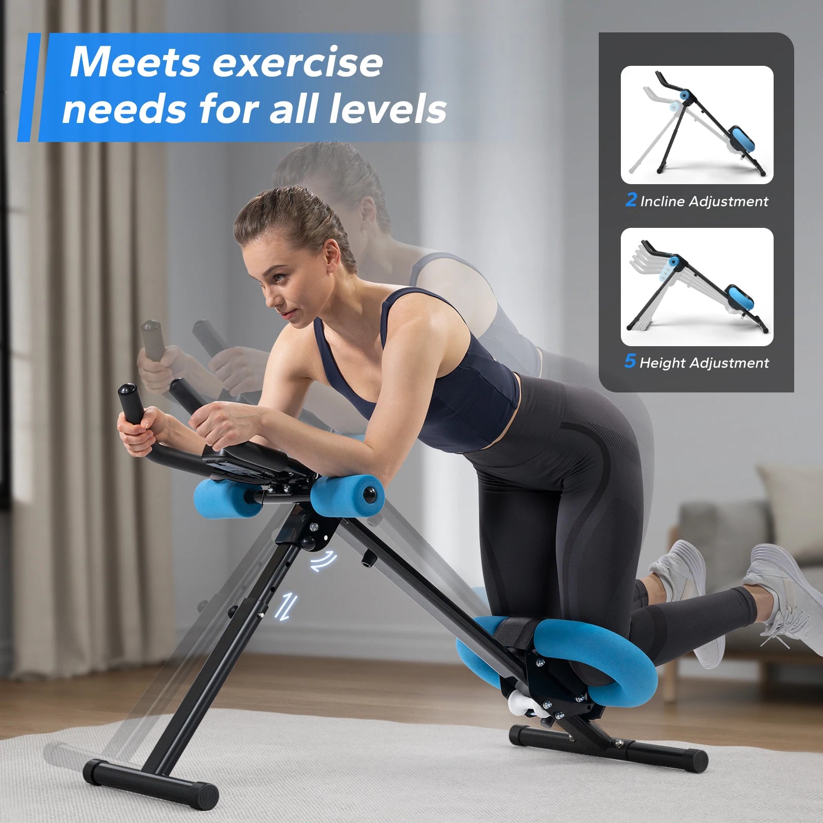 Ab Machine Adjustable Trainer Workout Foldable Abdominal Exercise Machine Core Ab Exercise System Trainer