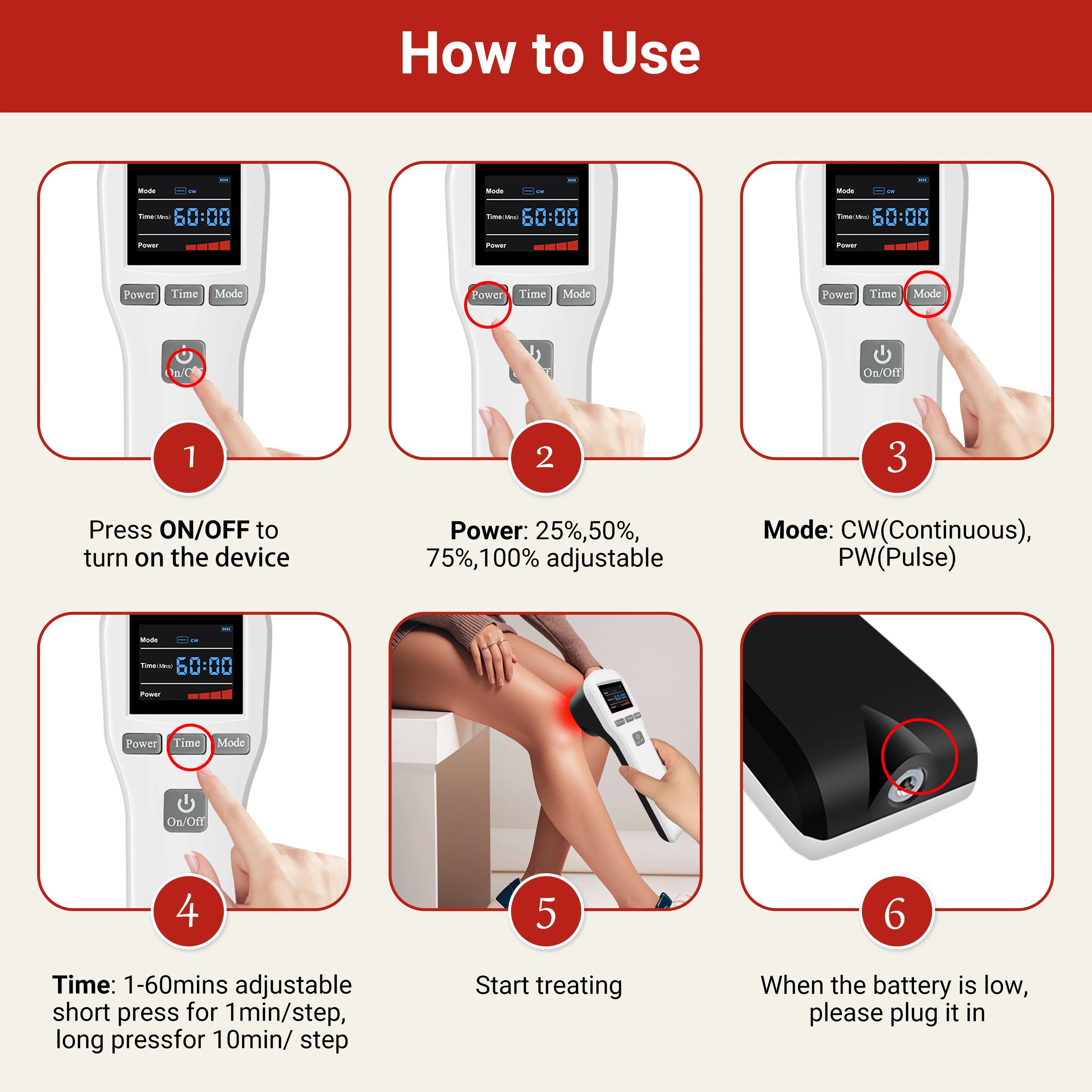 Pain Relief Red Light Cold Laser Therapy Machine Physiotherapy for Muscle Recovery & Inflammation Reduction