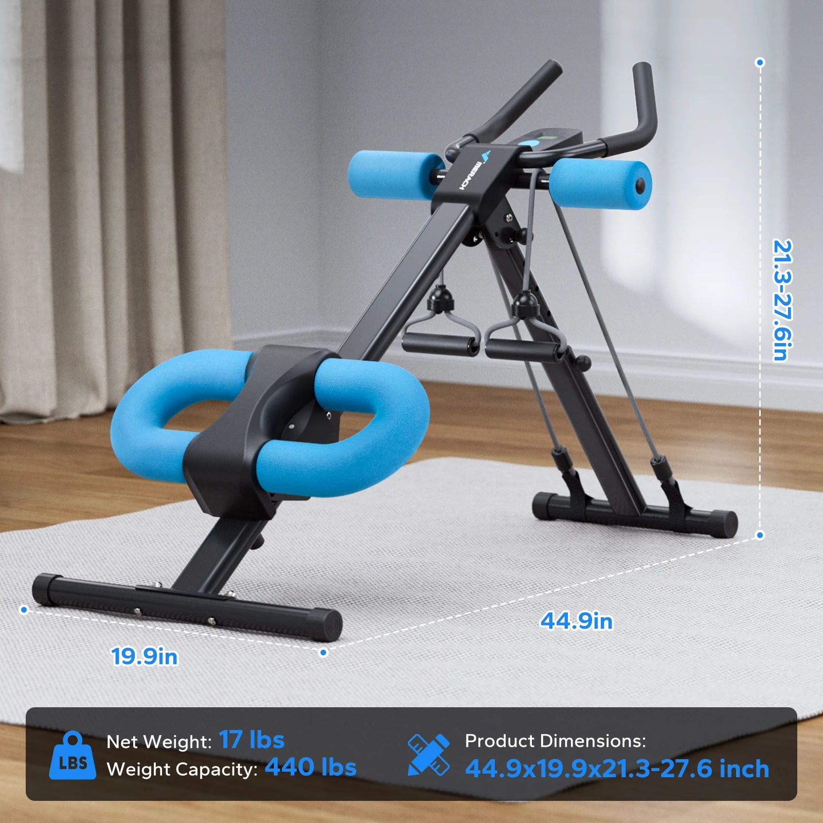 Ab Machine Adjustable Trainer Workout Foldable Abdominal Exercise Machine Core Ab Exercise System Trainer