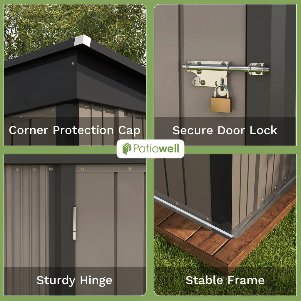 5x3 FT Outdoor Storage Shed with Sloping Roof and Lockable Door
