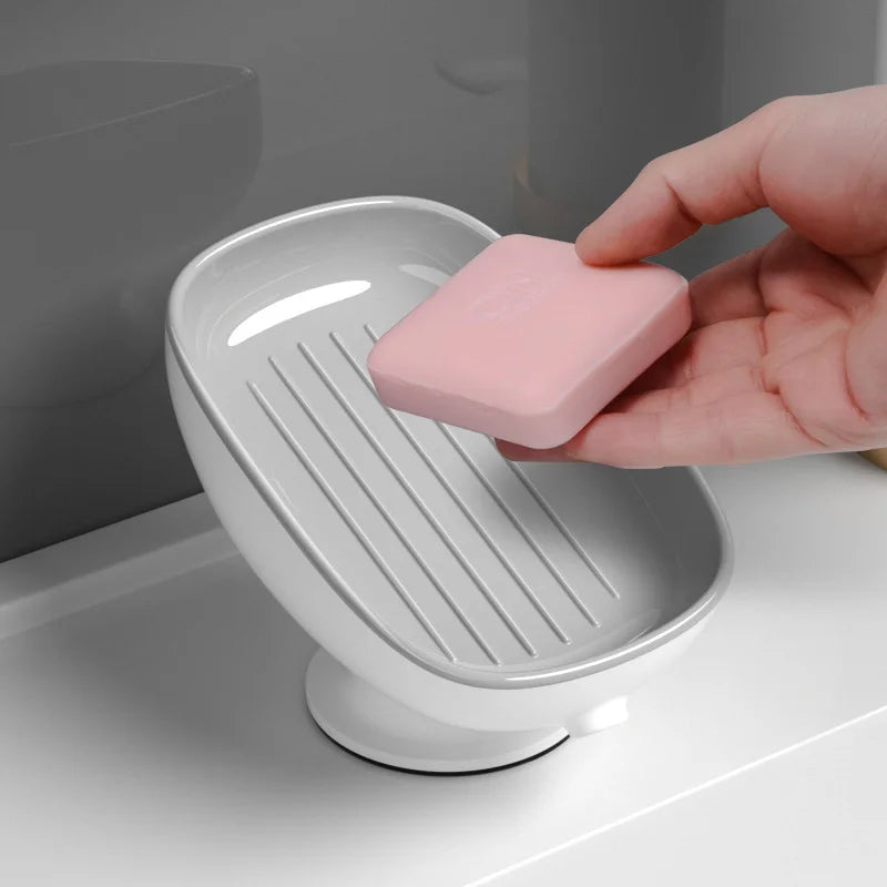 Suction Cup Soap Dish Drainable, Rust-Proof, for Bathroom, Kitchen Sink, Shower