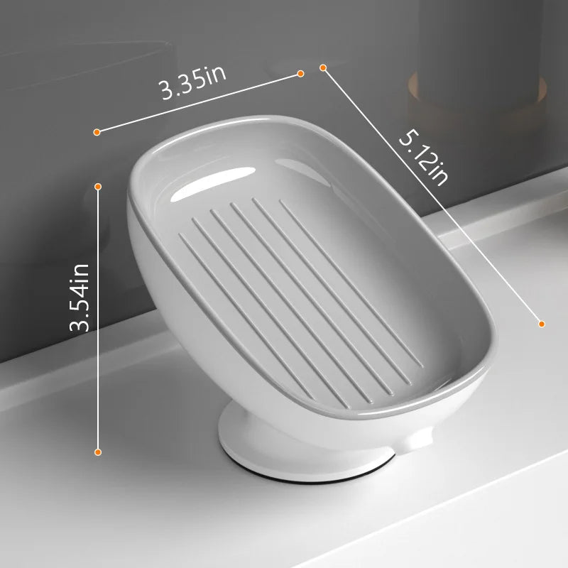 Suction Cup Soap Dish Drainable, Rust-Proof, for Bathroom, Kitchen Sink, Shower