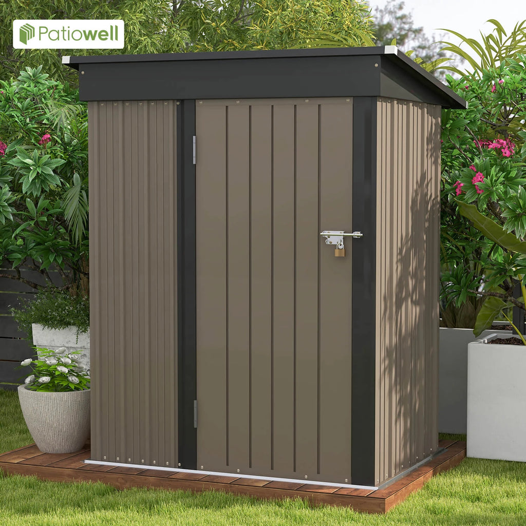 5x3 FT Outdoor Storage Shed with Sloping Roof and Lockable Door