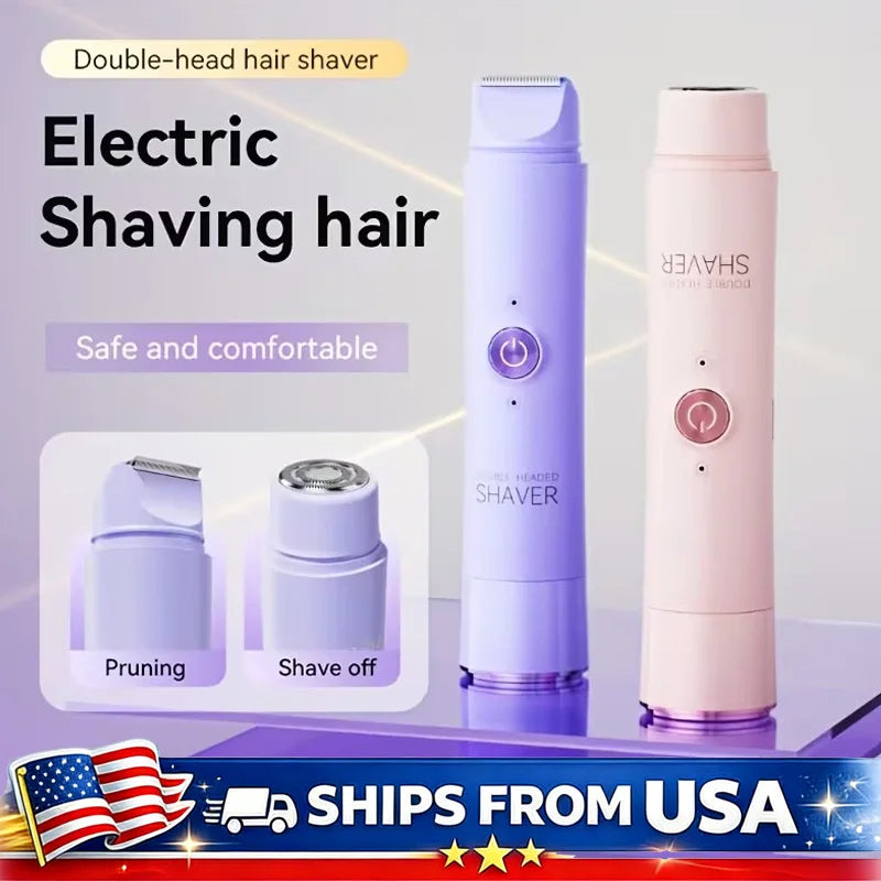 2 in 1 Cordless Electric Hair Trimmer for Women with Dual Head