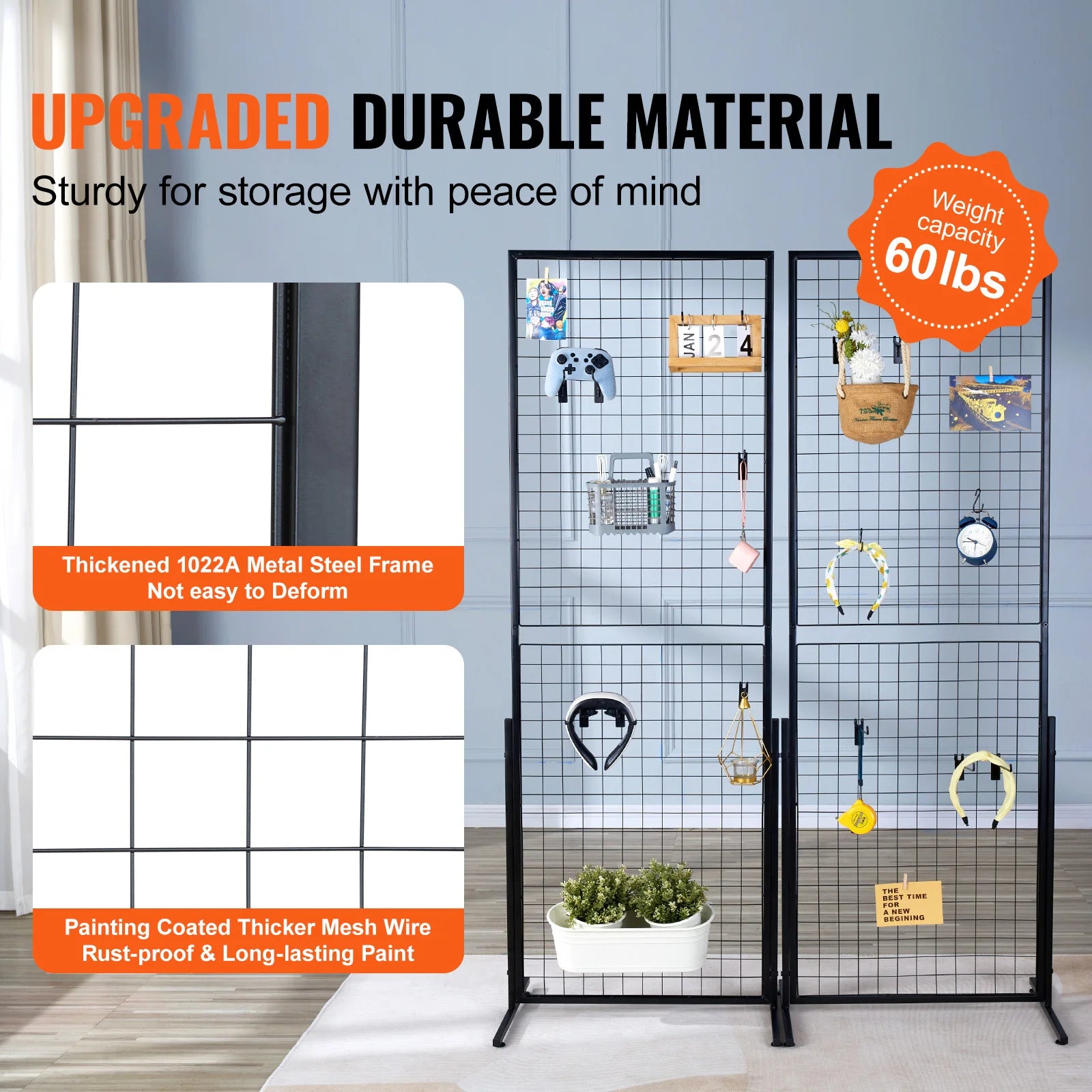 Gridwall Display Racks Double Side Panels for Art Craft Shows Retail Shop w/ Hooks