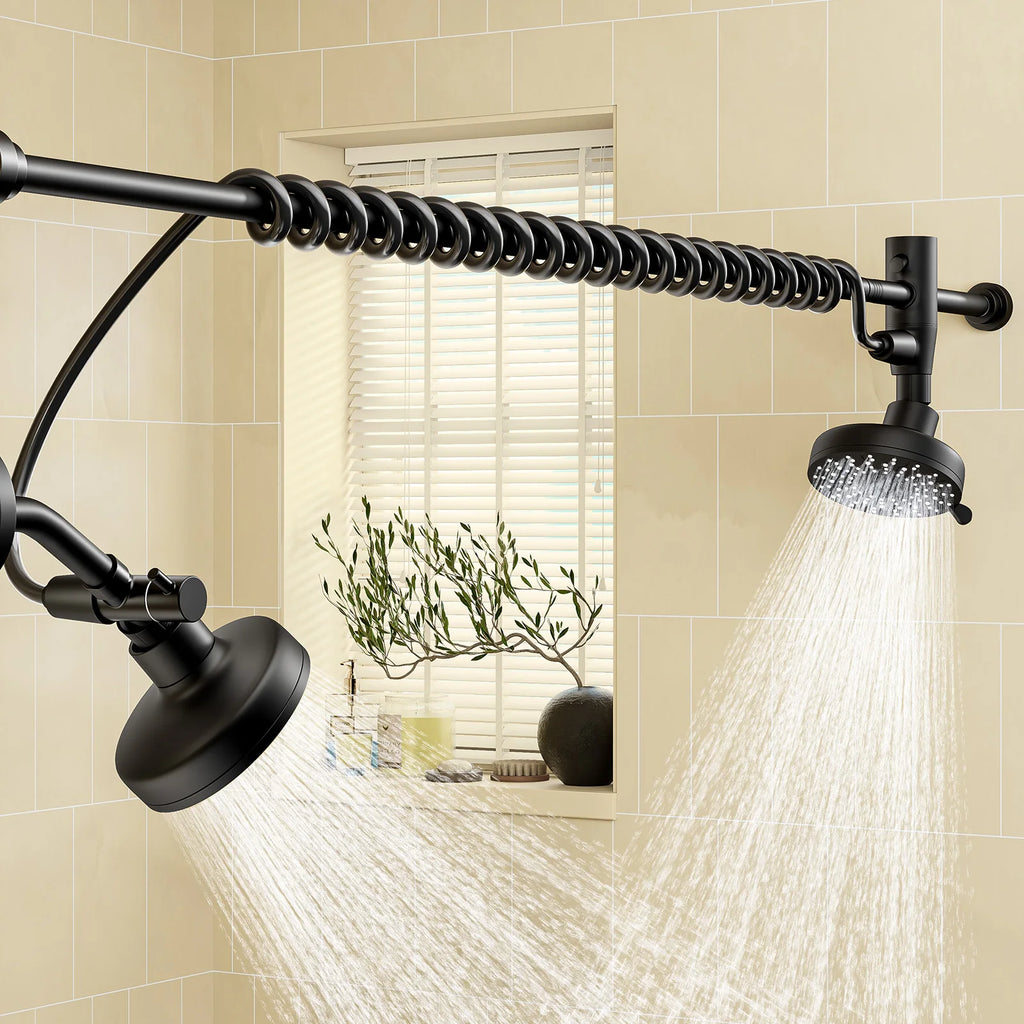 Dual Shower Head with Original Adjustable Slider, High Pressure Double Shower Head