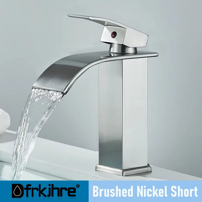 Bathroom Copper Waterfall Stainless Steel Basin Faucet Hot and Cold Dual Control Faucet