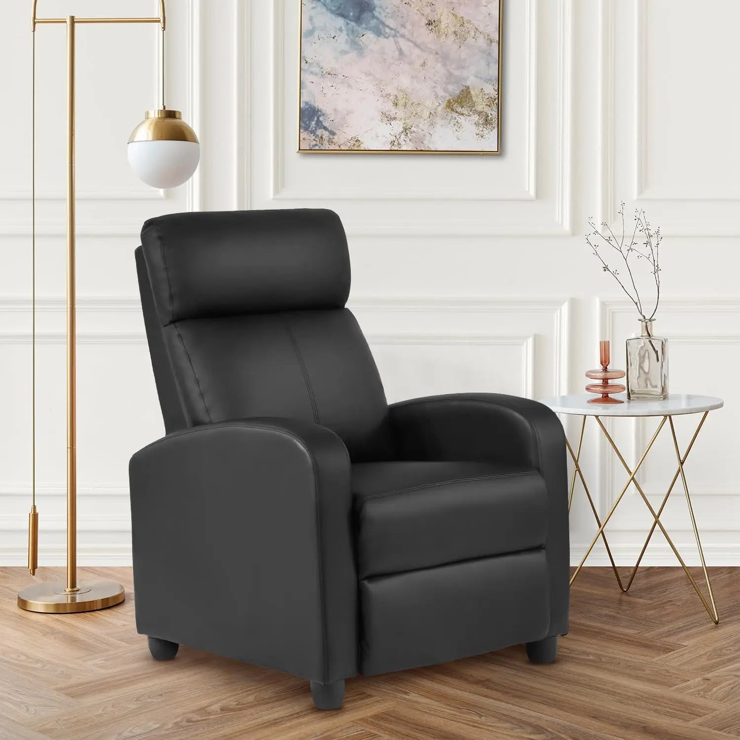 Massage Recliner Sofa with Lumbar Support and Adjustable Backrest