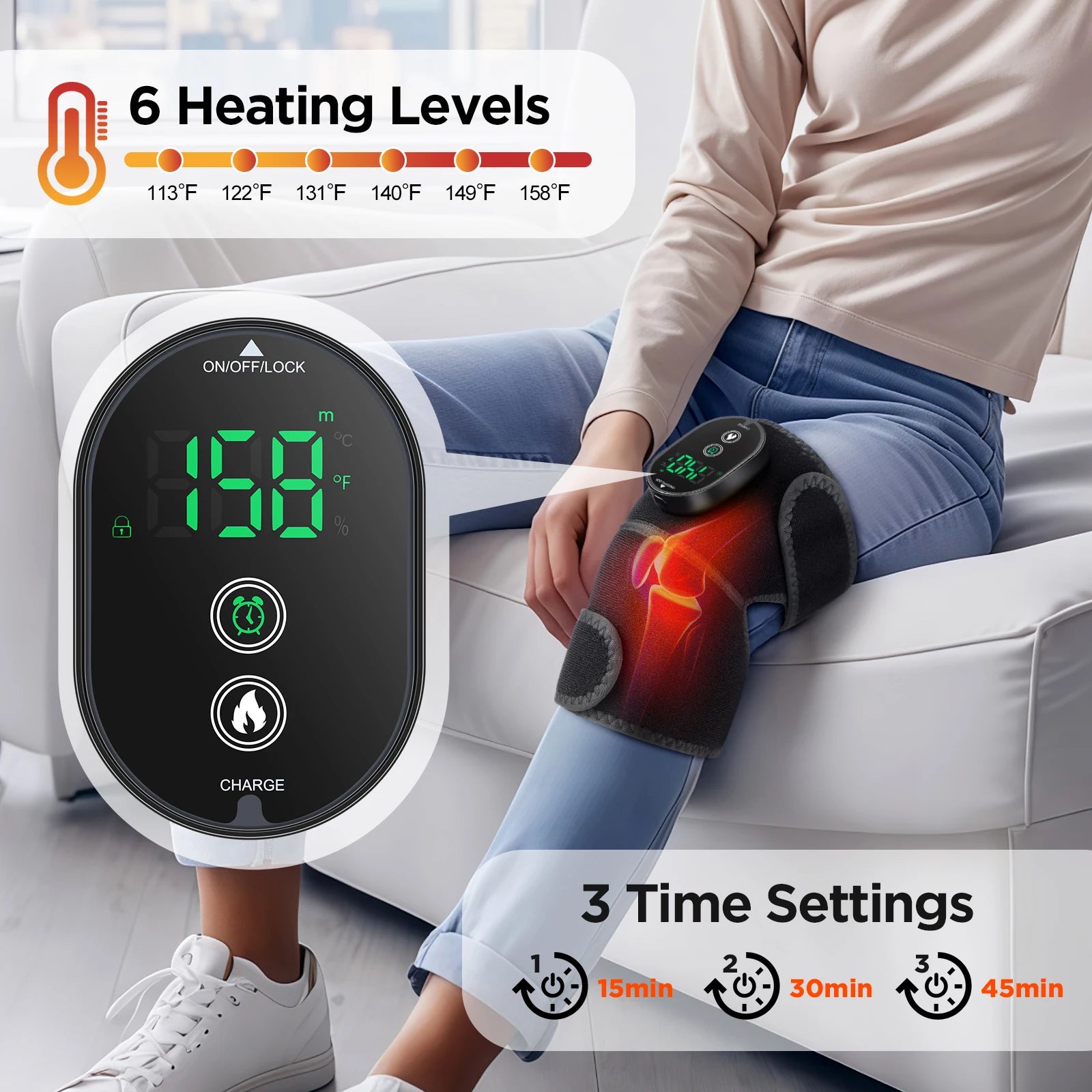 Heated Vibrating Knee Pads for Joint infrared Knee, Shoulder & Elbow Pad 3 in 1 Brace Hot Compress USB Charging