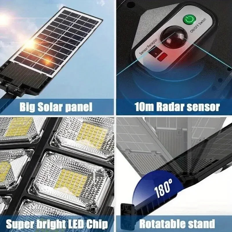 504LED ultra-Bright Solar Street light Wide Angle Motion Sensor, Remote Control, Energy-Efficient, Waterproof