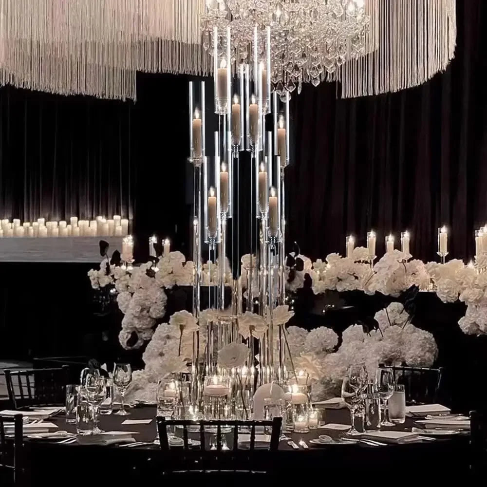 10Pcs Acrylic Candelabra Clear Candle Centerpiece for Dinner Party
