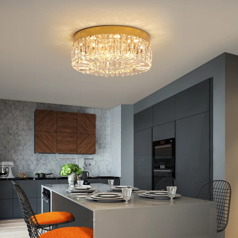 Crystal Ceiling Lamp Gold Luxury Modern Chandeliers
