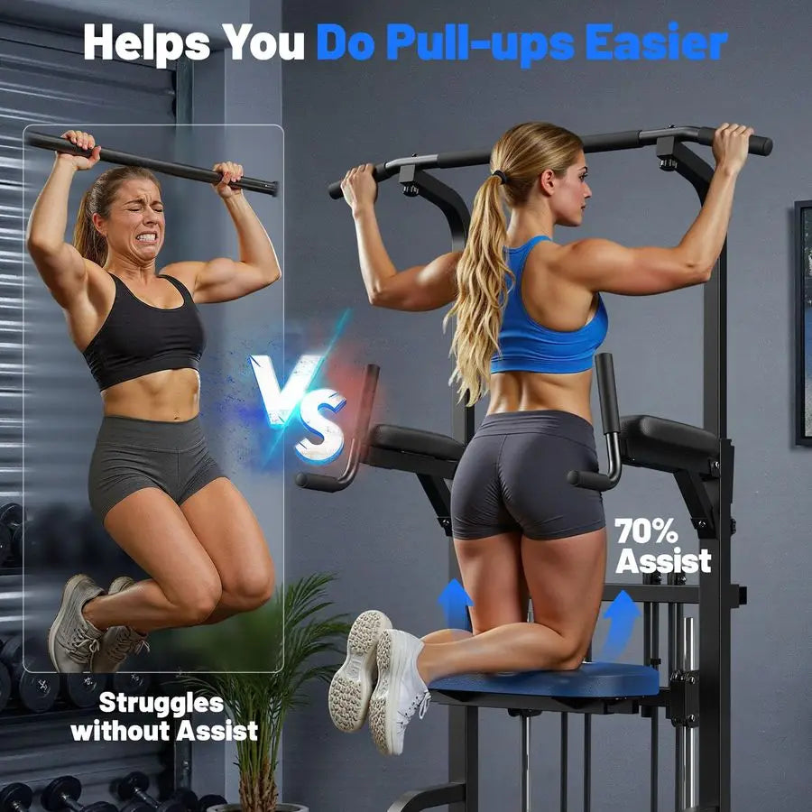 Power Tower Pull Up Bar Station, 450LBS Stable Pull Up Dip Station for Home Gym