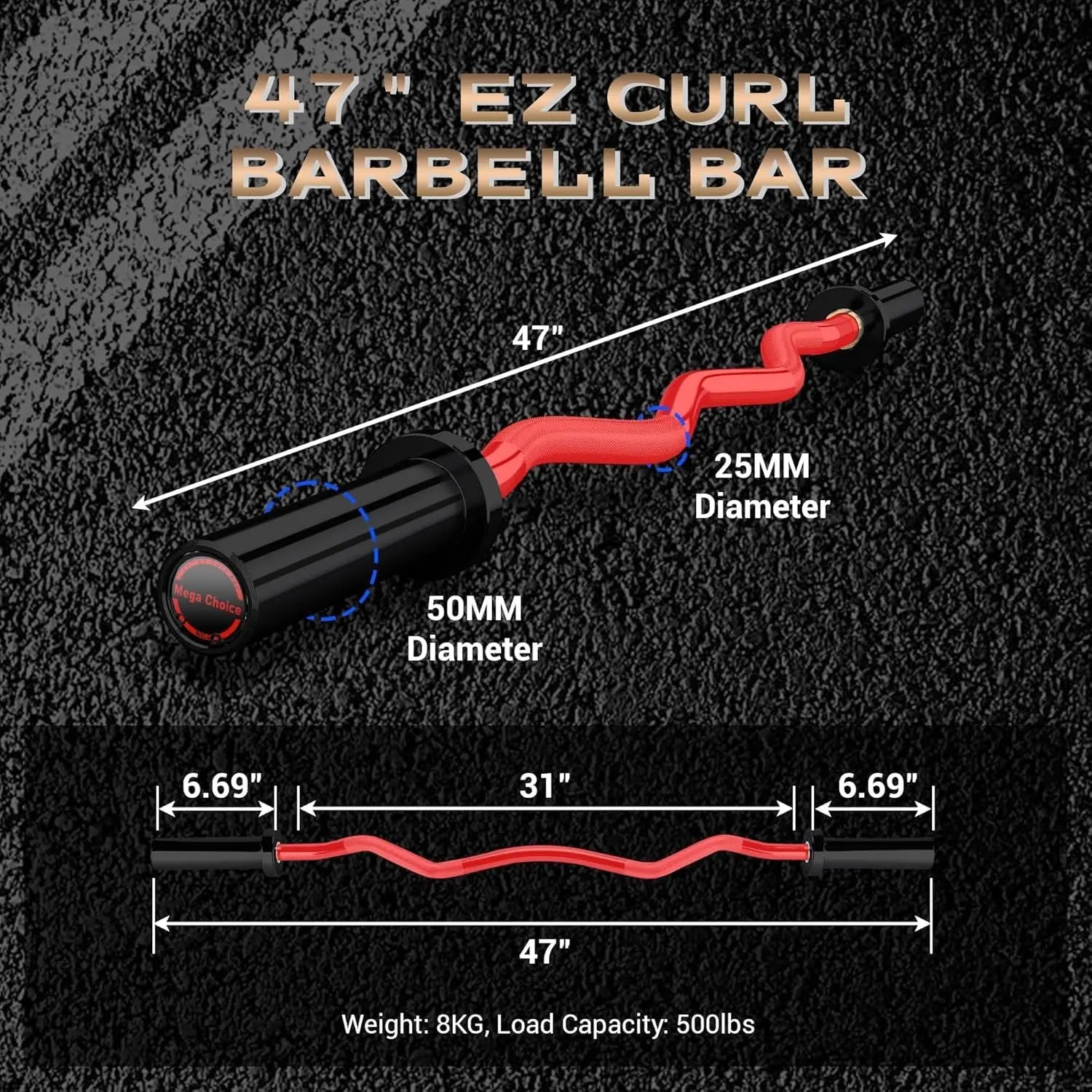 Barbell Bar for Weightlifting Powerlifting - 4FT Short EZ Curl Bar