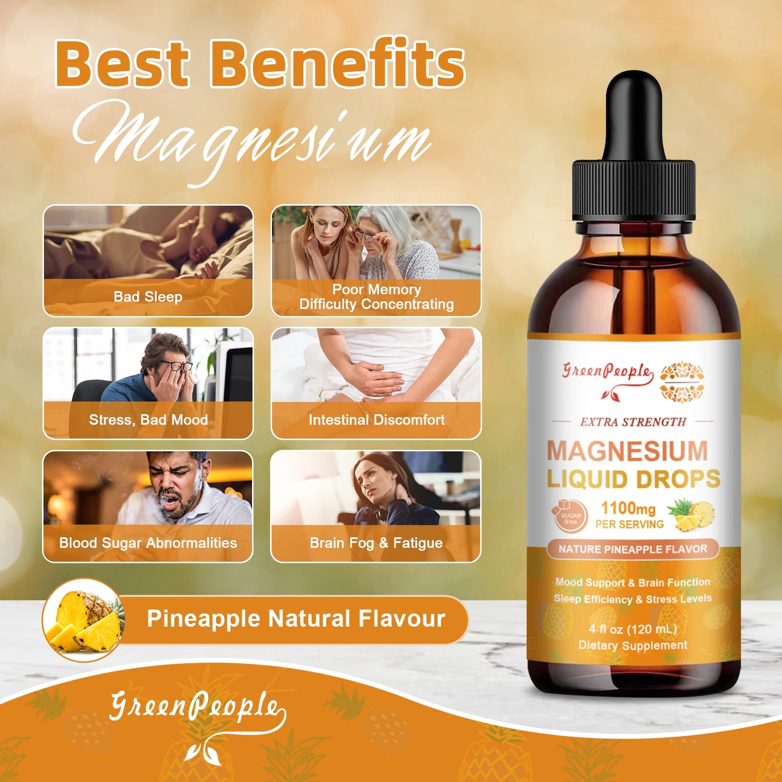 Triple Magnesium Glycinate Liquid Drop Supplement
