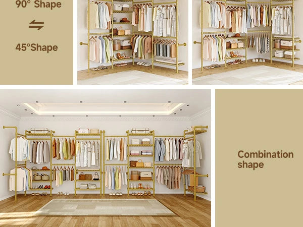 Wall Mounted Industrial Pipe Clothes Rack, Closet Organizer System with Expandable Rods