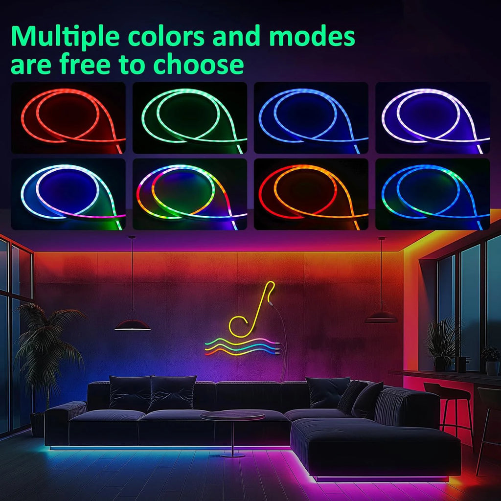 Neon LED Rope Lights,  LED Lights Flexible Light Strip With Remote And APP Control