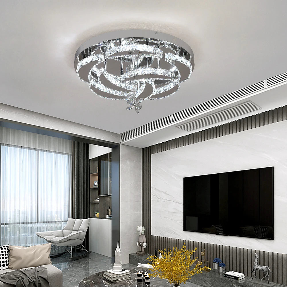 Luxury K9 Crystal Chandelier Modern Dimmable Ceiling Lamp