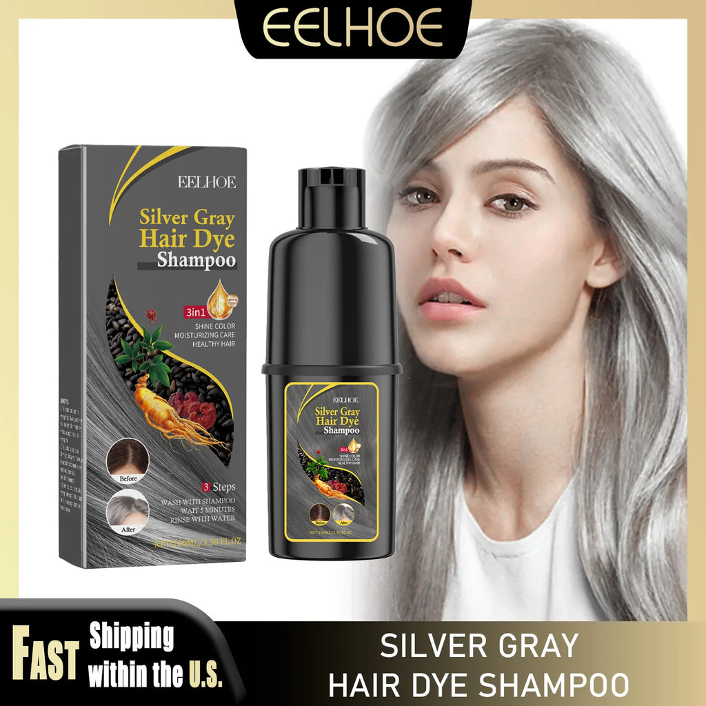 Hair Dye Shampoo for Silver Gray, Make Hair Soft Shiny