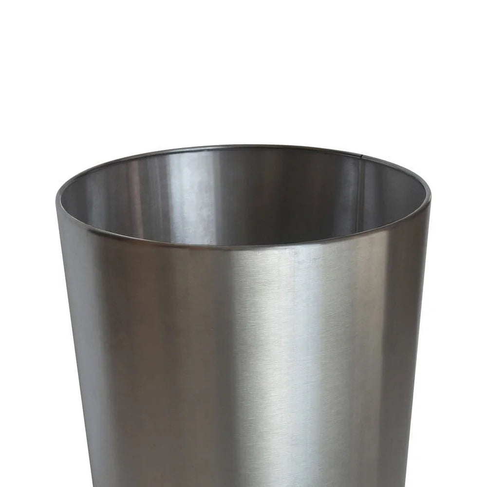 Brushed Nickel Metal Wastebasket Durable Open Top Trash Can