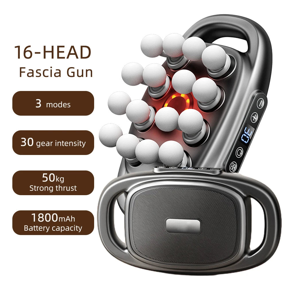16-Head Fascia Body Massage Gun Back and Waist Massager Neck Shoulder Massager