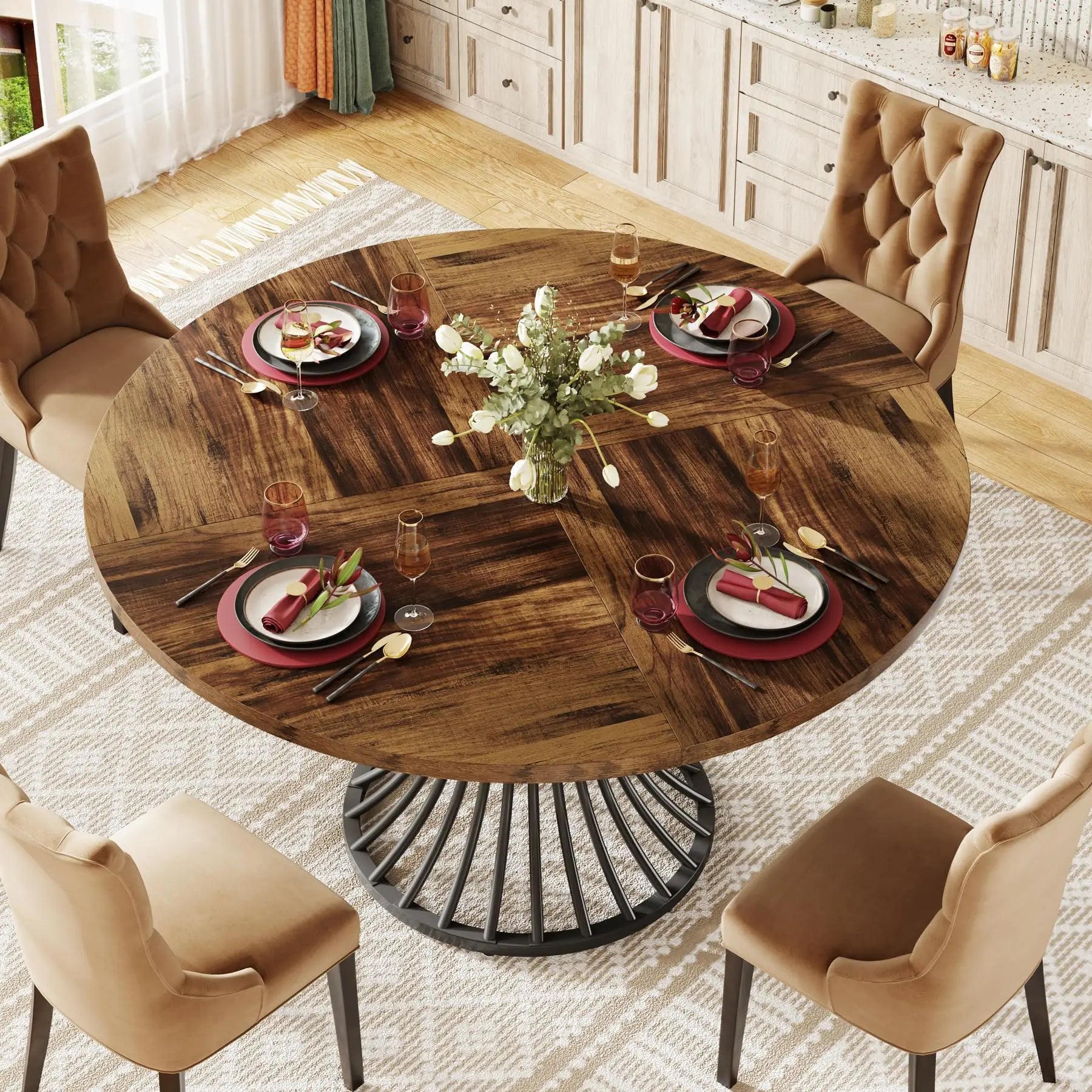 Round Dining Kitchen Table for 4-6 People