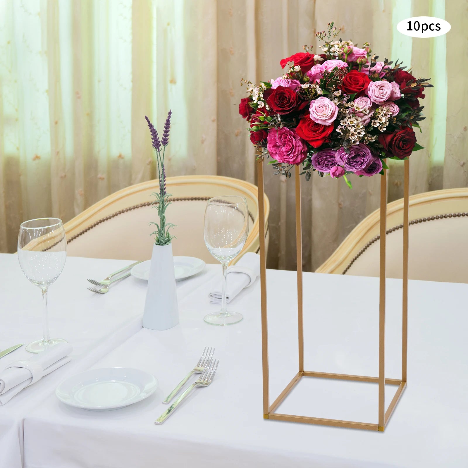 10PCs Tall Metal Flower Stand Geometric Flower Vase Stand Table Centerpiece