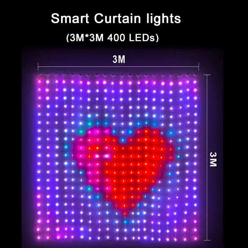 400 LED Smart Curtain String Lights with App Remote Control Music Sync String Outdoor Lights