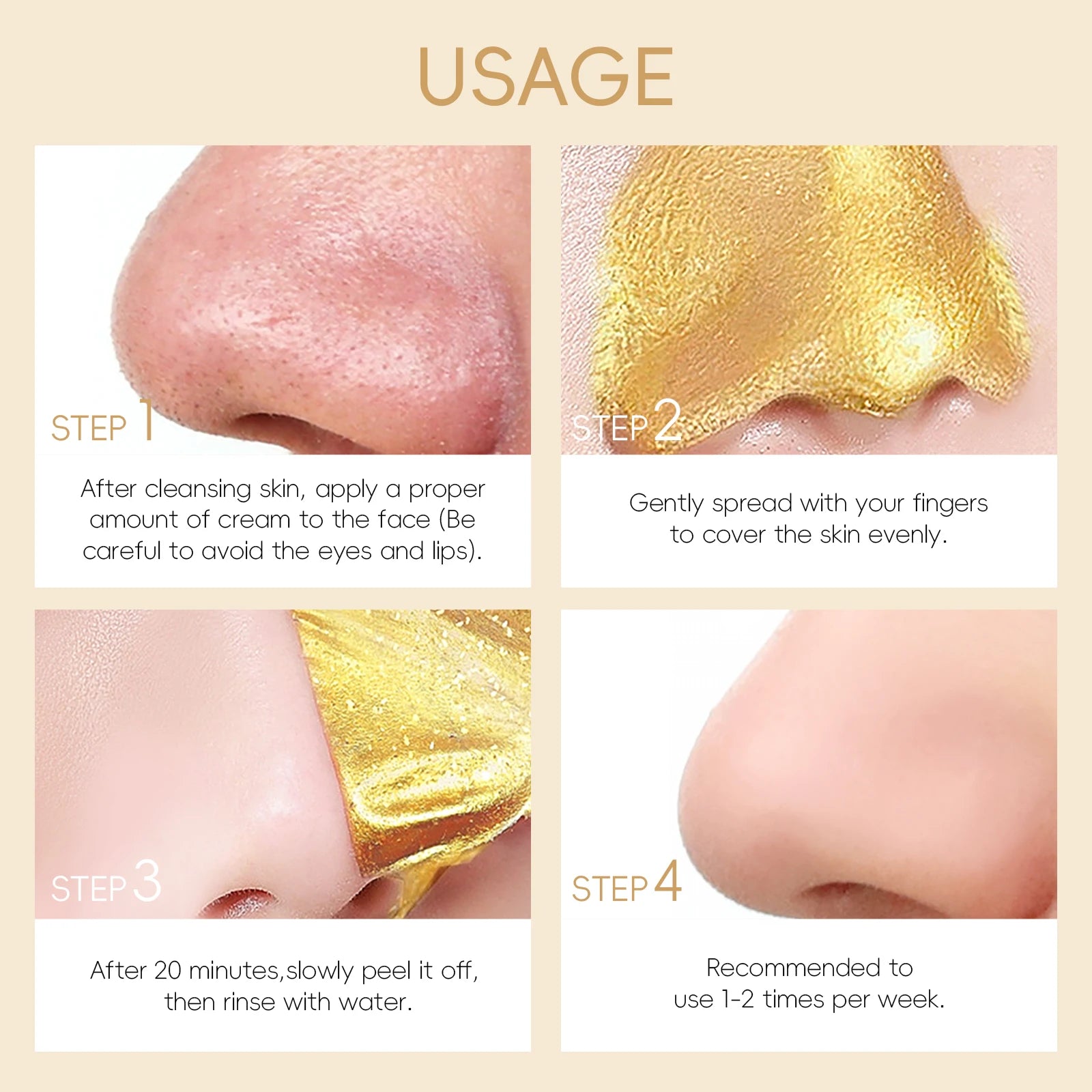 24K Gold Snail Peel-Off Mask Deep Cleansing Blackhead Removal Treatment