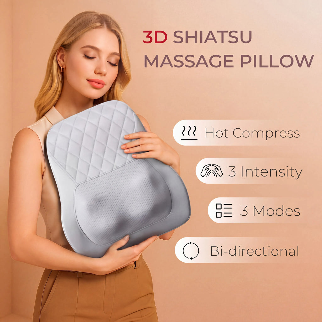 Back & Neck Massager with Heat 3D Kneading Massage Pillow
