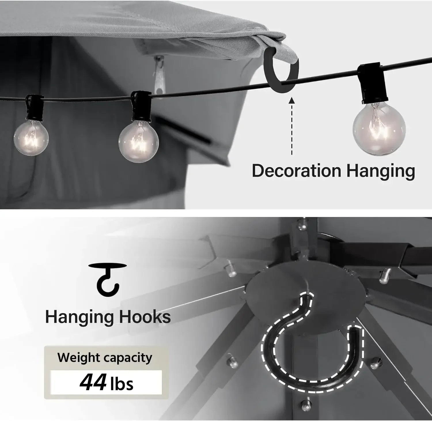Outdoor Patio Gazebo with Expansion Bolts with Double Roofs