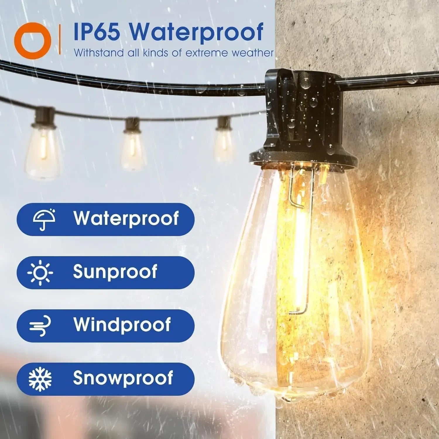 150FT LED Outdoor String Lights Waterproof & Shatterproof