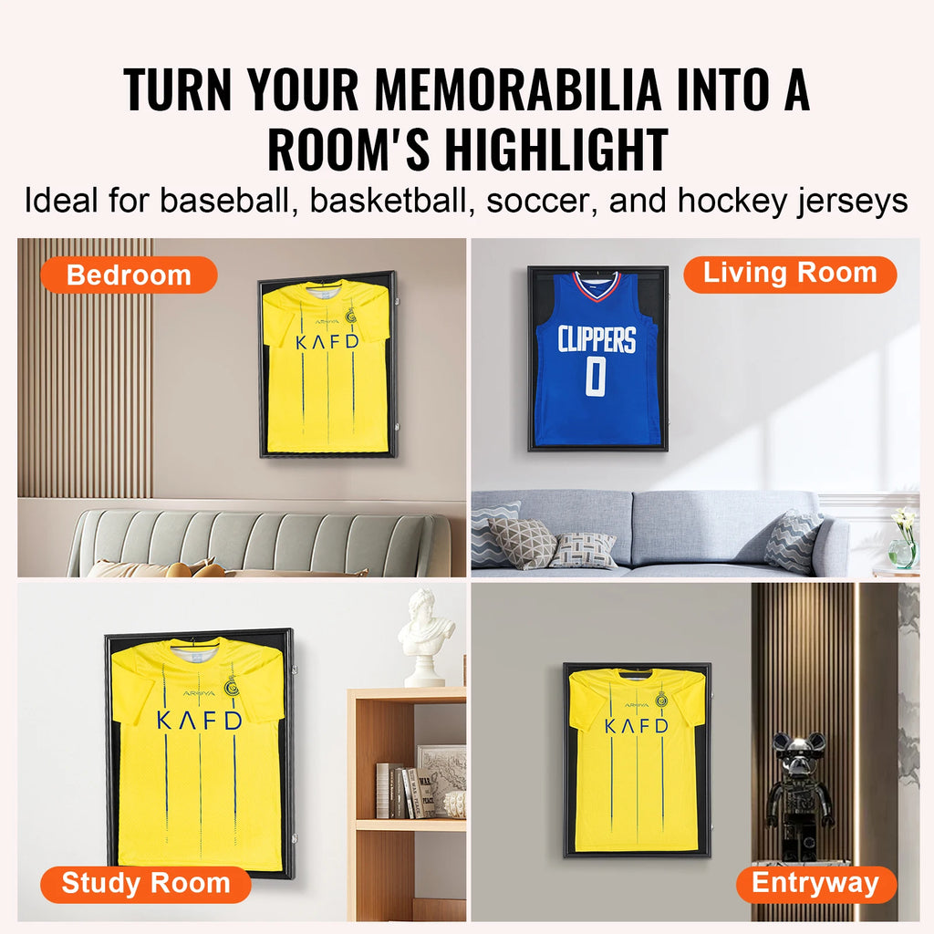 Jersey Display / Sports Card Display Frame Case, Large Lockable Sport Shadow Box