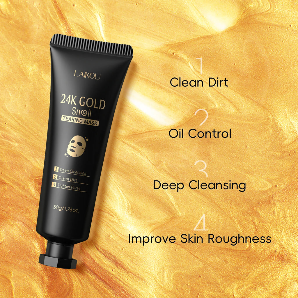 24K Gold Snail Peel-Off Mask Deep Cleansing Blackhead Removal Treatment