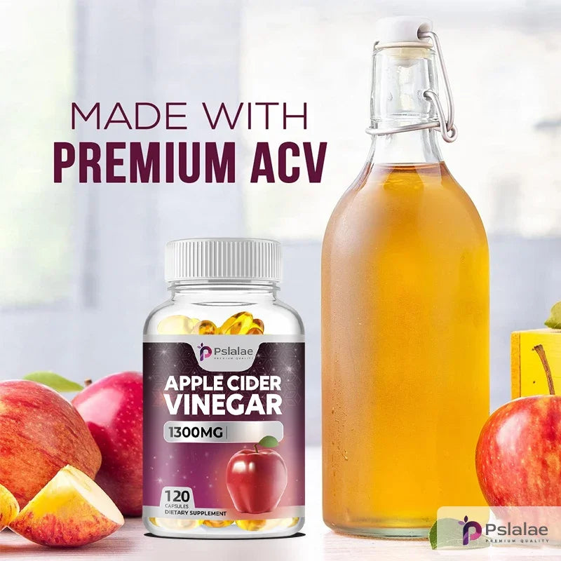 Apple Cider Vinegar Capsules - Detox, Fat Burning, Weight Management, Appetite Suppressant, Bloating Relief - 120 Capsules