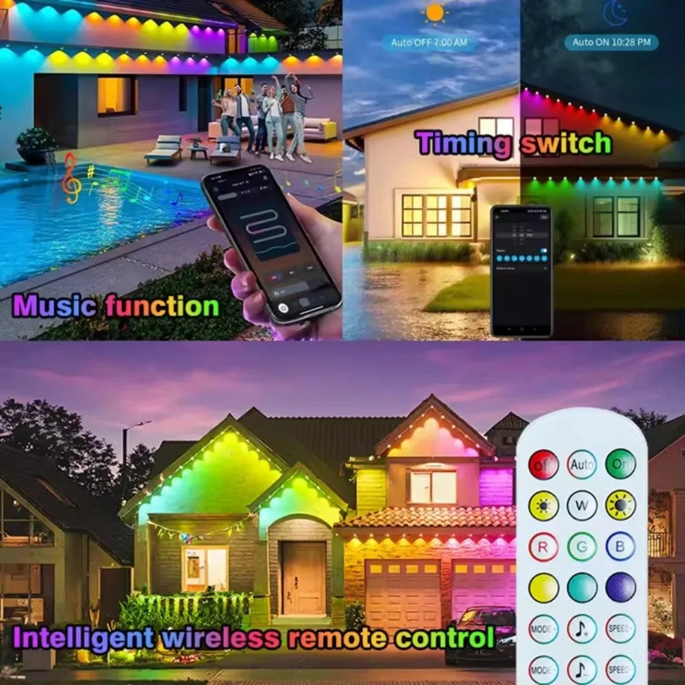 Smart Outdoor Lights Lights Waterproof Light String with App Remote Control Music Sync