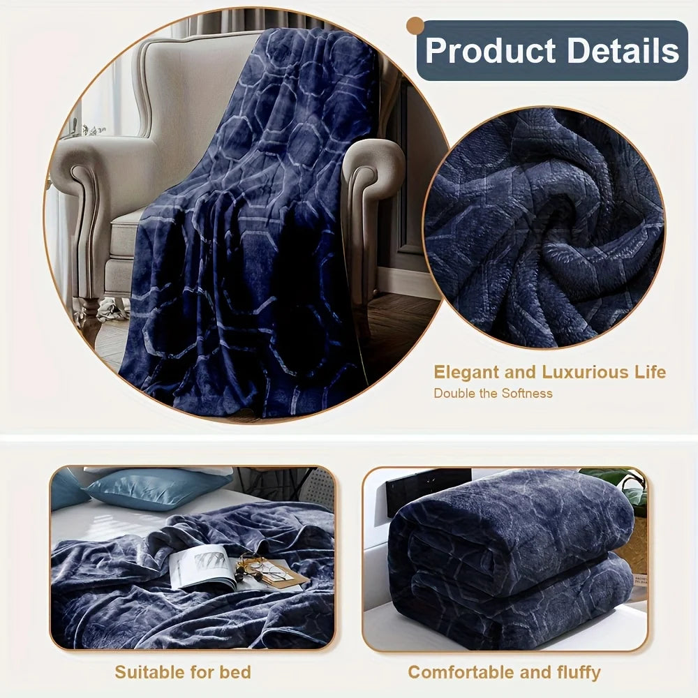 Luxurious Blue Flannel Throw Blanket - Ultra-Soft