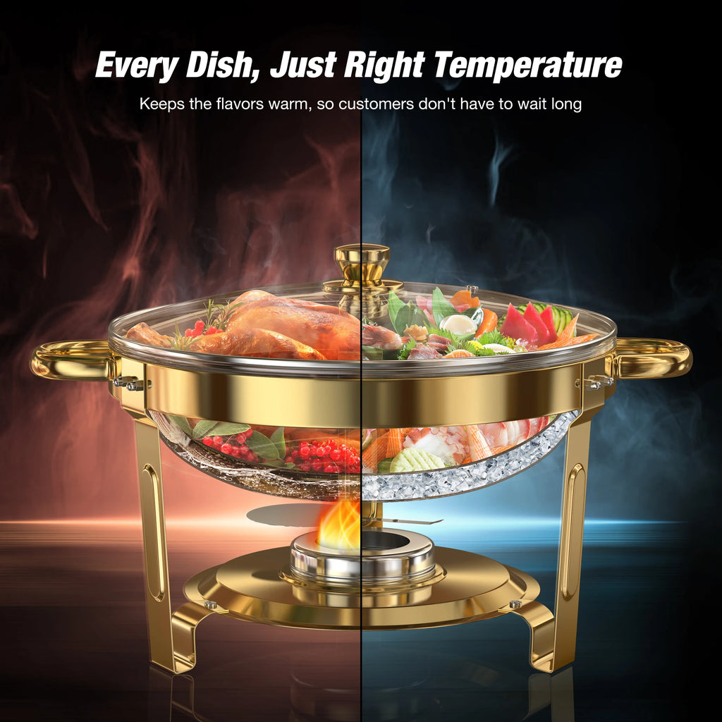 Chafing Dishes for Buffet 5QT Round Stainless Steel Chafing Dish Set for Home Parties