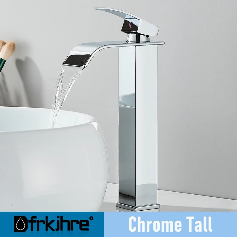 Bathroom Copper Waterfall Stainless Steel Basin Faucet Hot and Cold Dual Control Faucet