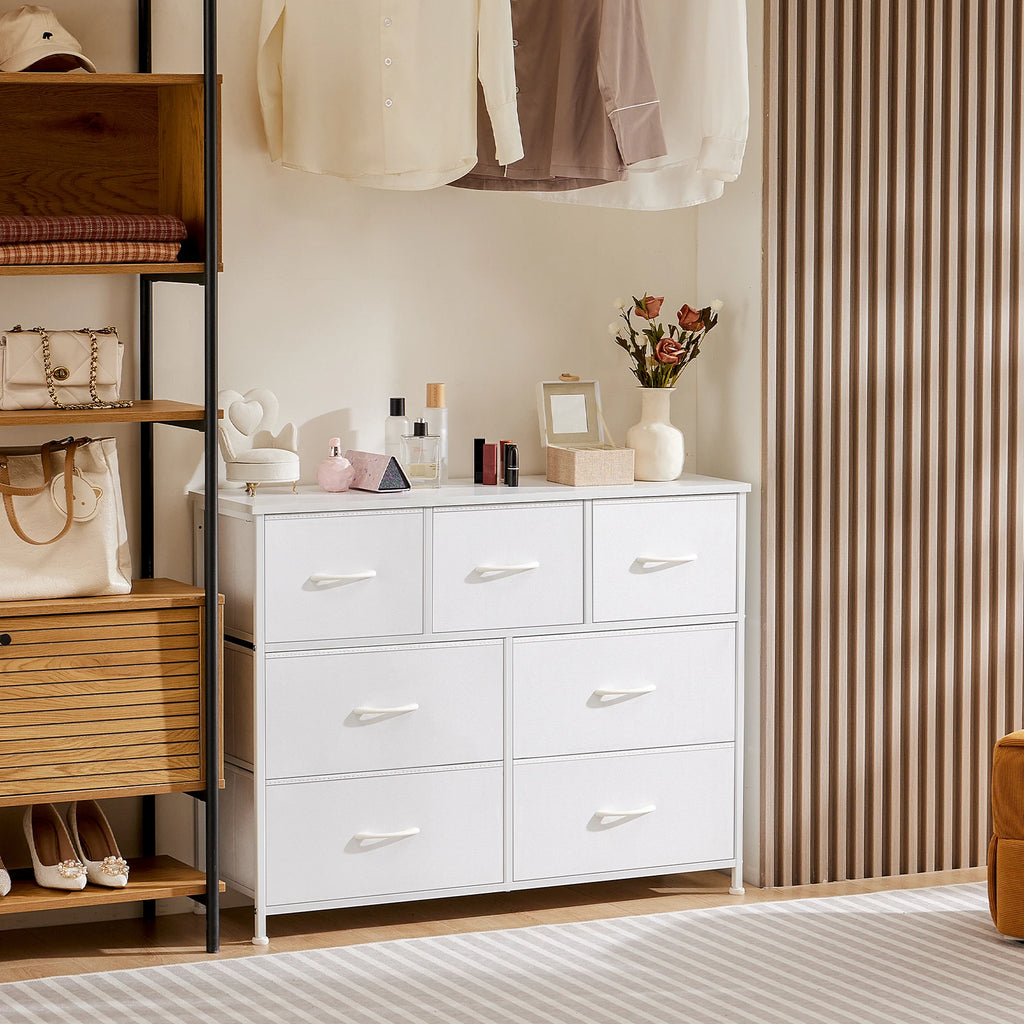 White Fabric Drawers Chest Wardrobe Closet For Storage Cabinet