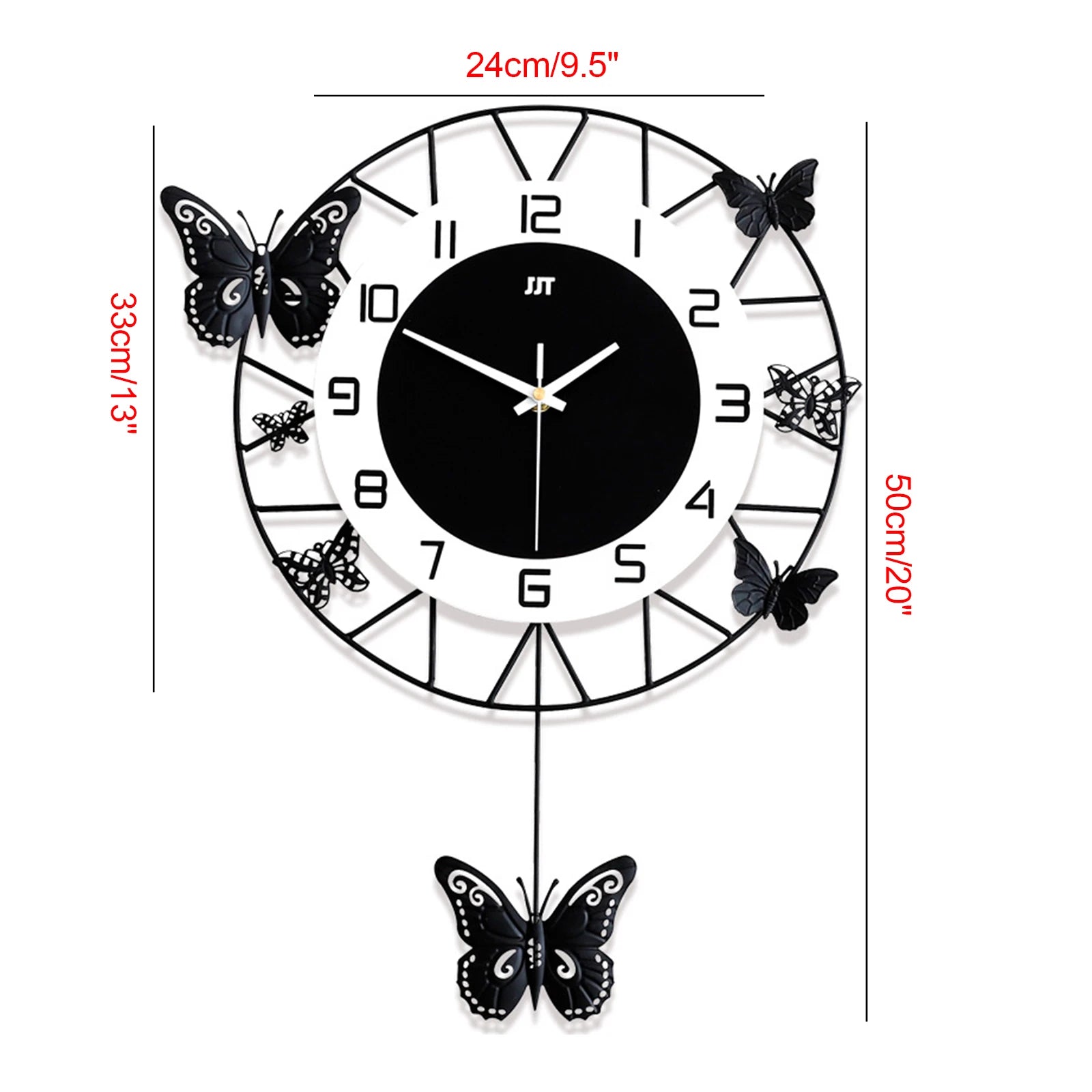 Large Round Butterfly Wall-mounted Clock Creative Iron Craft Quartz Clock