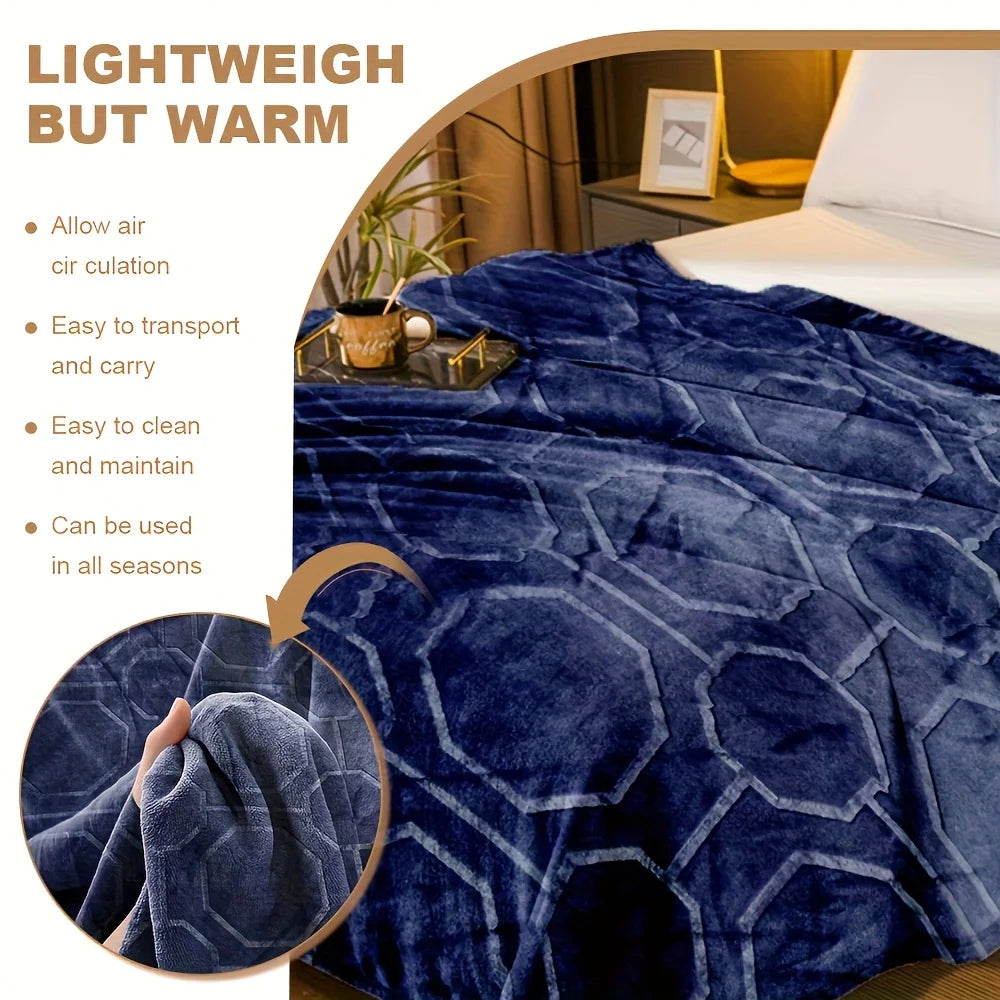 Luxurious Blue Flannel Throw Blanket - Ultra-Soft