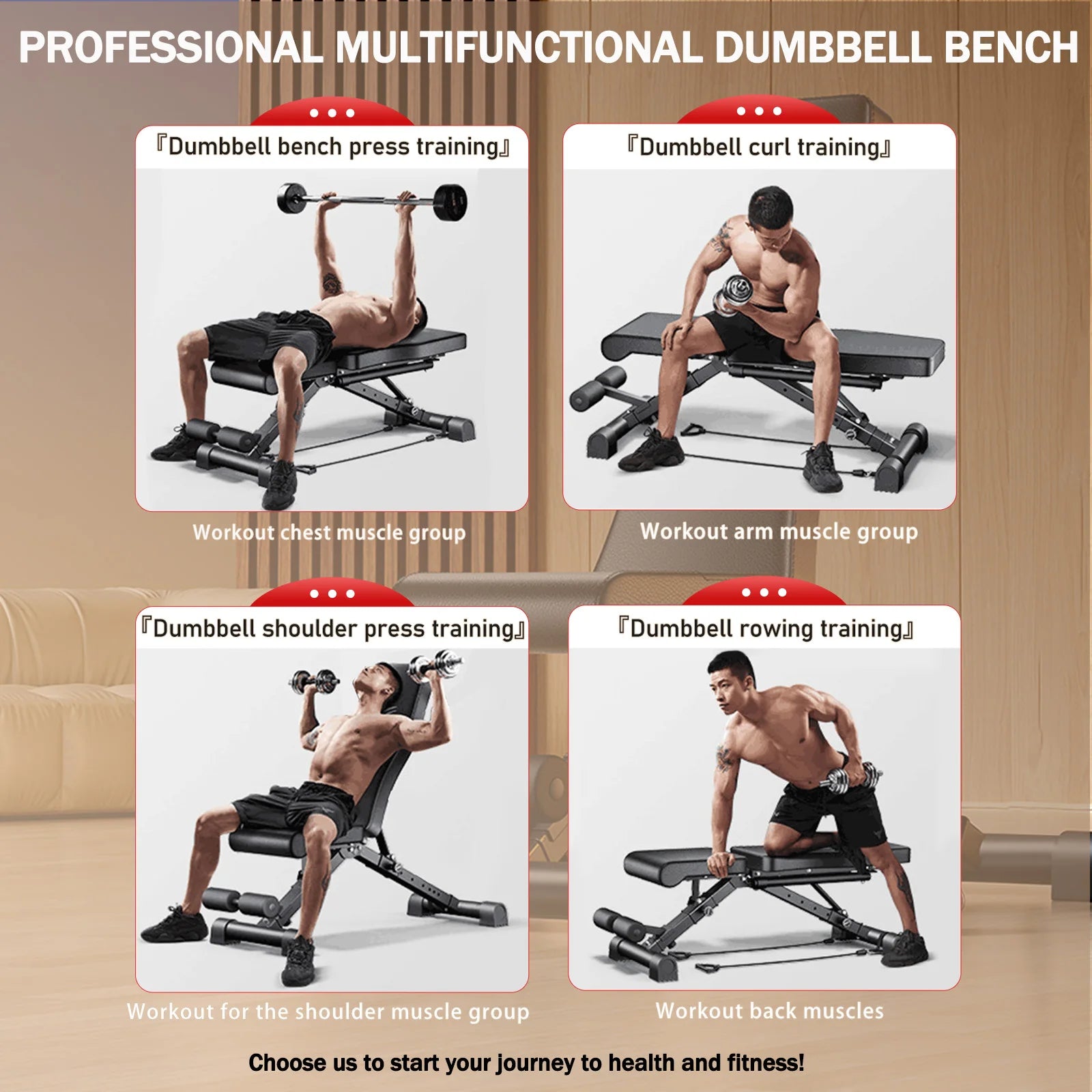 Adjustable Multifunctional Foldable Weight Bench for Full Body Workout