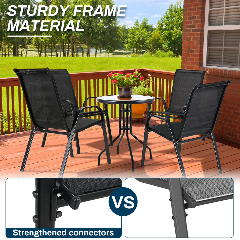 4PCS Garden Chairs Steel-iron+Teslin Fabric Folding High Back Chair Outdoor Seating