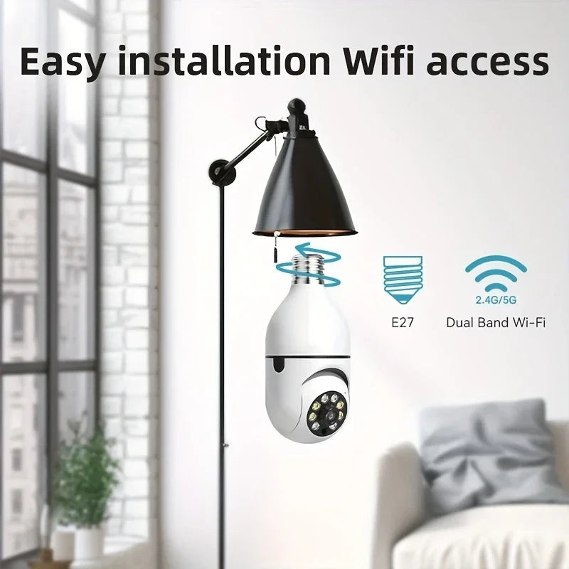Light Bulb Security Cameras Outdoor Wireless WiFi Camera, 360 Degree, Light Socket Screw In