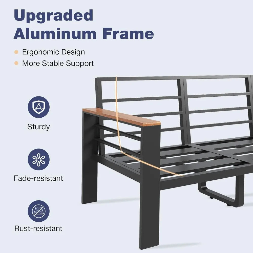 Aluminum Patio Furniture Set 7 Seats with Washable Thick Cushions