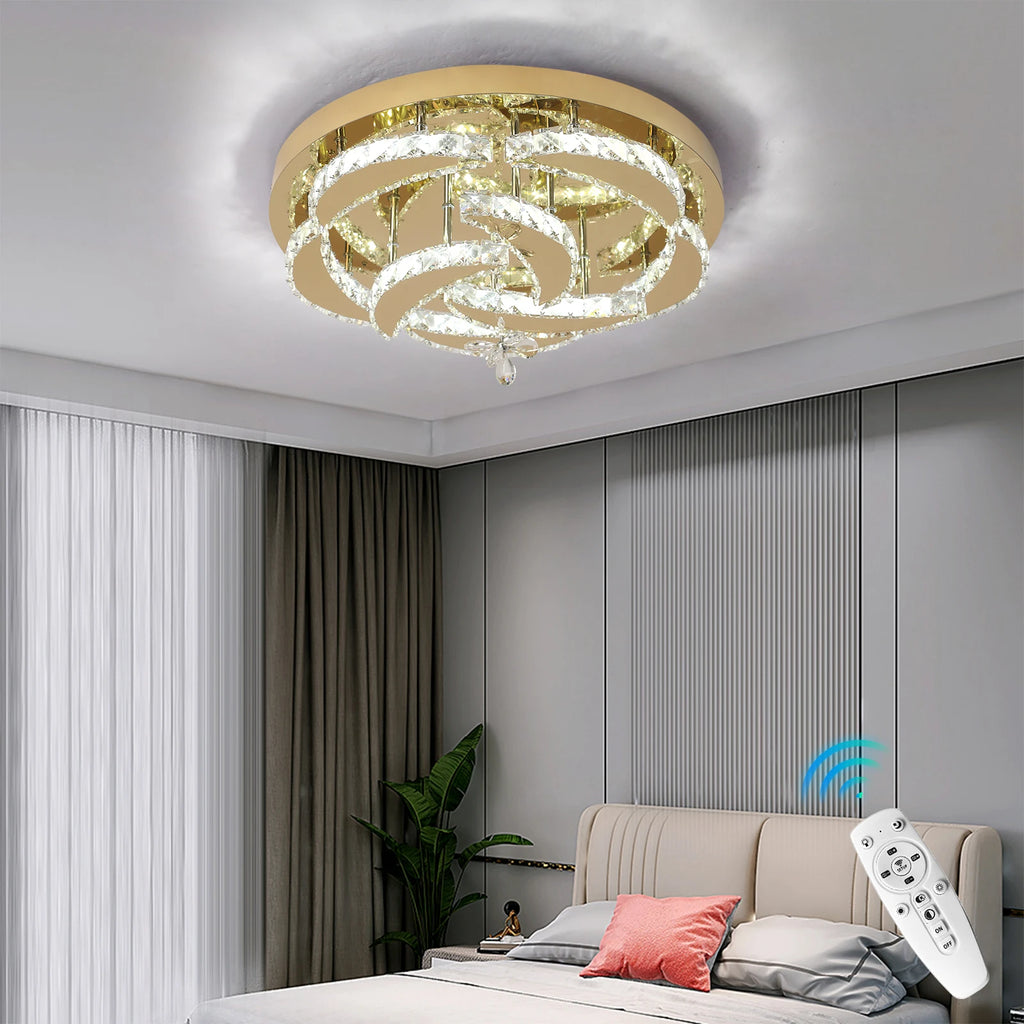 Luxury Gold K9 Crystal Ceiling Lamp Dimmable Led Chandelier