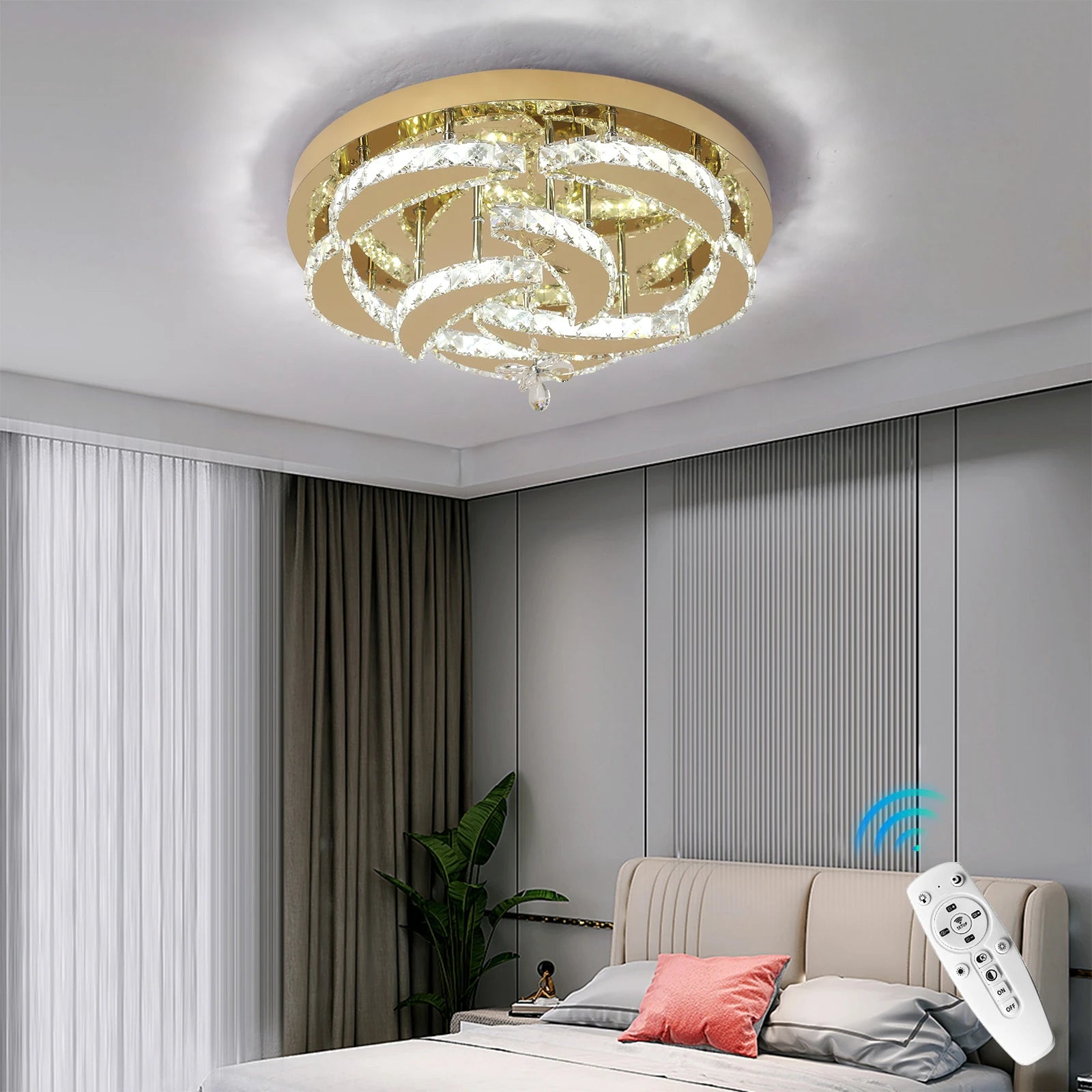 Luxury Gold K9 Crystal Ceiling Lamp Dimmable Led Chandelier