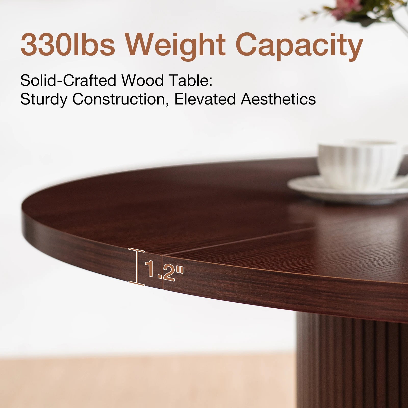 48'' Round Dining Table with 2-Layer Shelf and Wood Slide Door