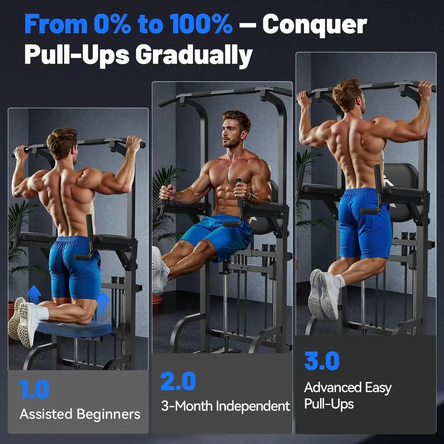 Power Tower Pull Up Bar Station, 450LBS Stable Pull Up Dip Station for Home Gym